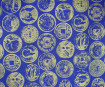 Nepalietiškas popierius 51x76cm Coin Gold on Blue