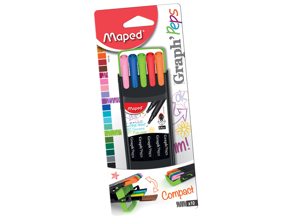 Tintpliiats fineliner Maped GraphPeps 0.4 Compact 10tk blistril