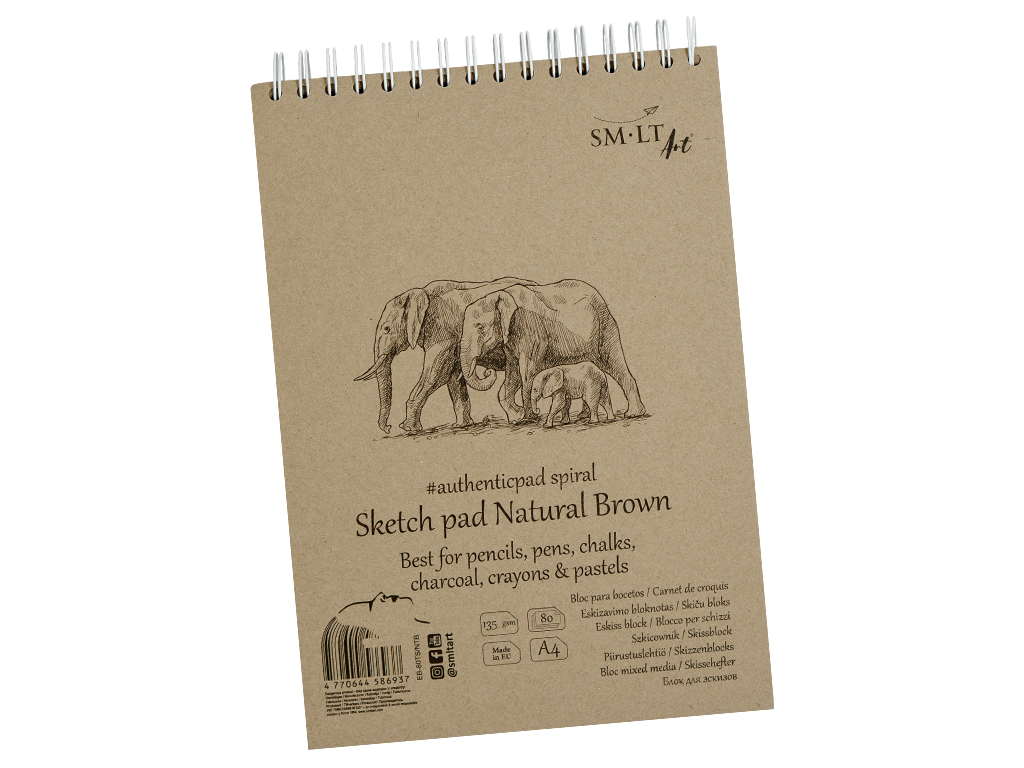 Skiču bloks Smlt Art Authentic A4/135g 80 lapas ar spirāli brūns