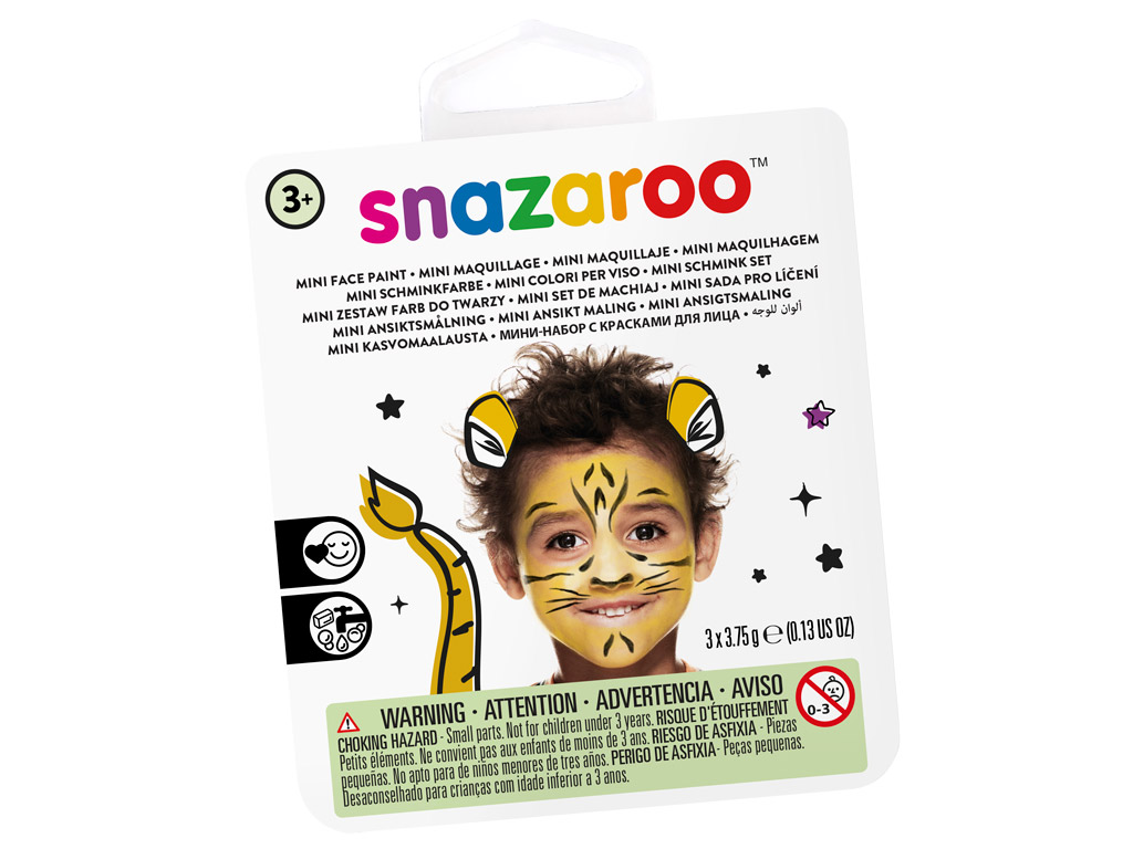 Näovärvide komplekt Snazaroo Mini 3 värvi+pintsel+svamm Tiger