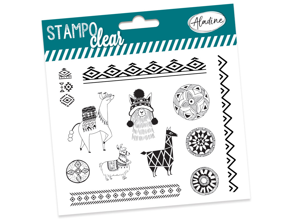 Silicone stamp Aladine Stampo Clear 12pcs Ethnic Lama blister