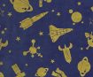 Lokta Paper A4 Rocket and Cosmonaut Gold on Royal Blue