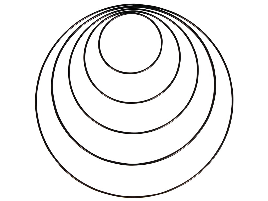 Metaliniai žiedai Rayher 5vnt. d=10cm/15cm/20cm/25cm/30cm juoda