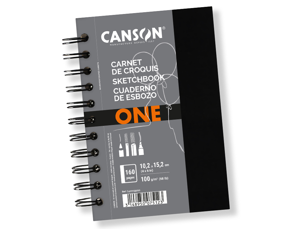 Eskiisiplokk One 10.2x15.2cm/100g 80 lehte spiraal kõvakaas