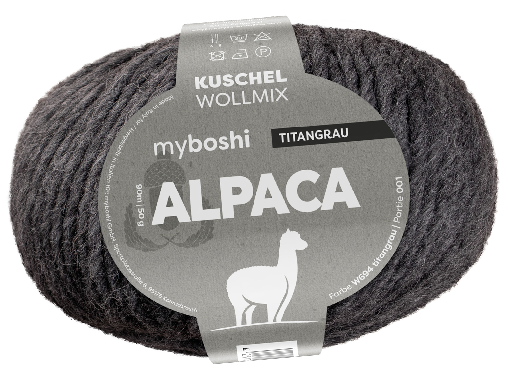 Lõng MyBoshi Alpaca 50% akrüül/25% vill/15% polüamiid/10% alpaka 50g/90m titanium-grey