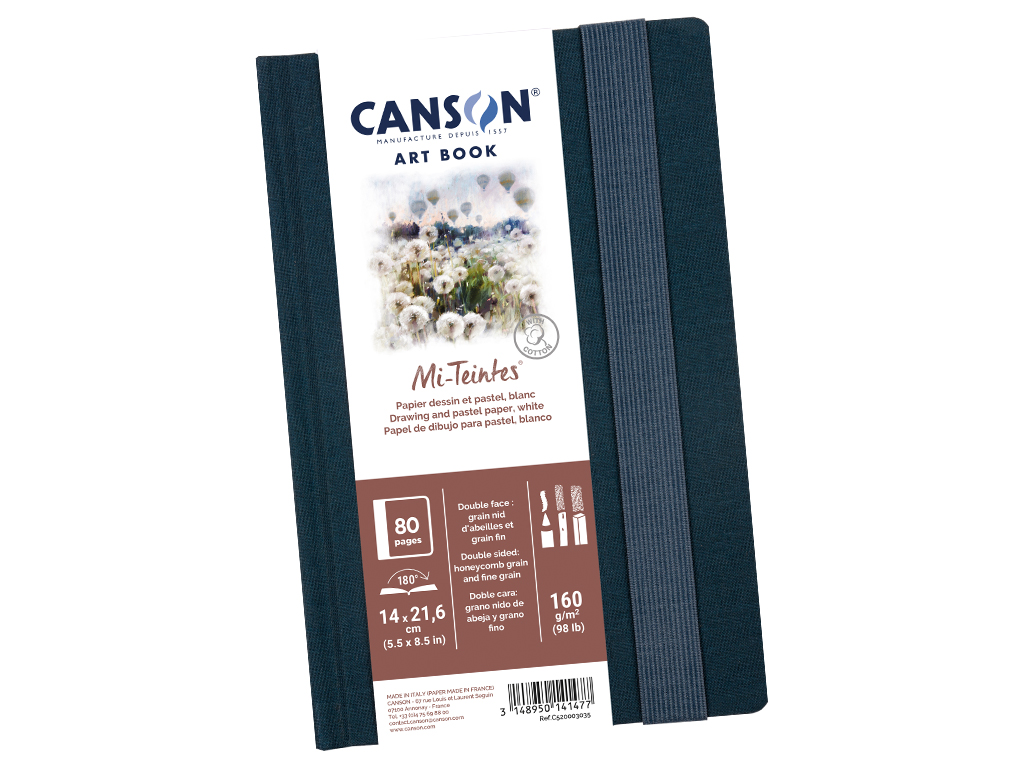 Bloknotas piešimui pastele Art Book MiTeintes 14x21.6/160g 40 lapų kietais viršeliais su gumele