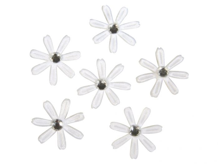 Satin blossoms Rayher with rhinestones d=1.8cm