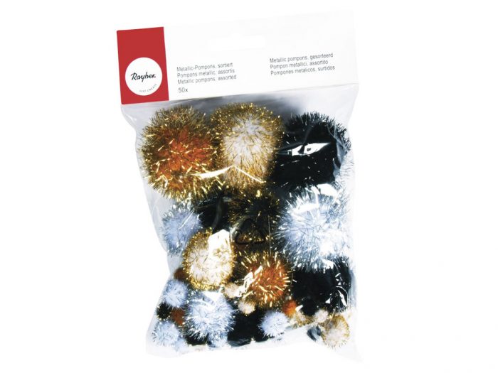 Metallic pompons Rayher colours+sizes assorted