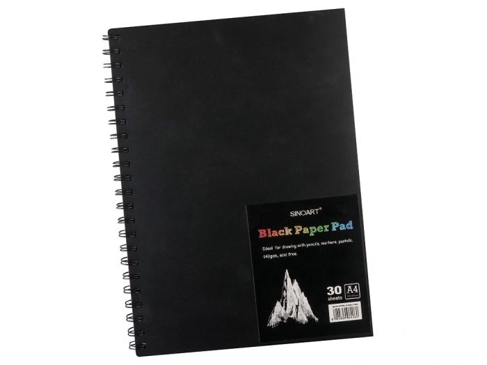 Skiču albums Sinoart melns ar spirāli ciets vāks - 1/3